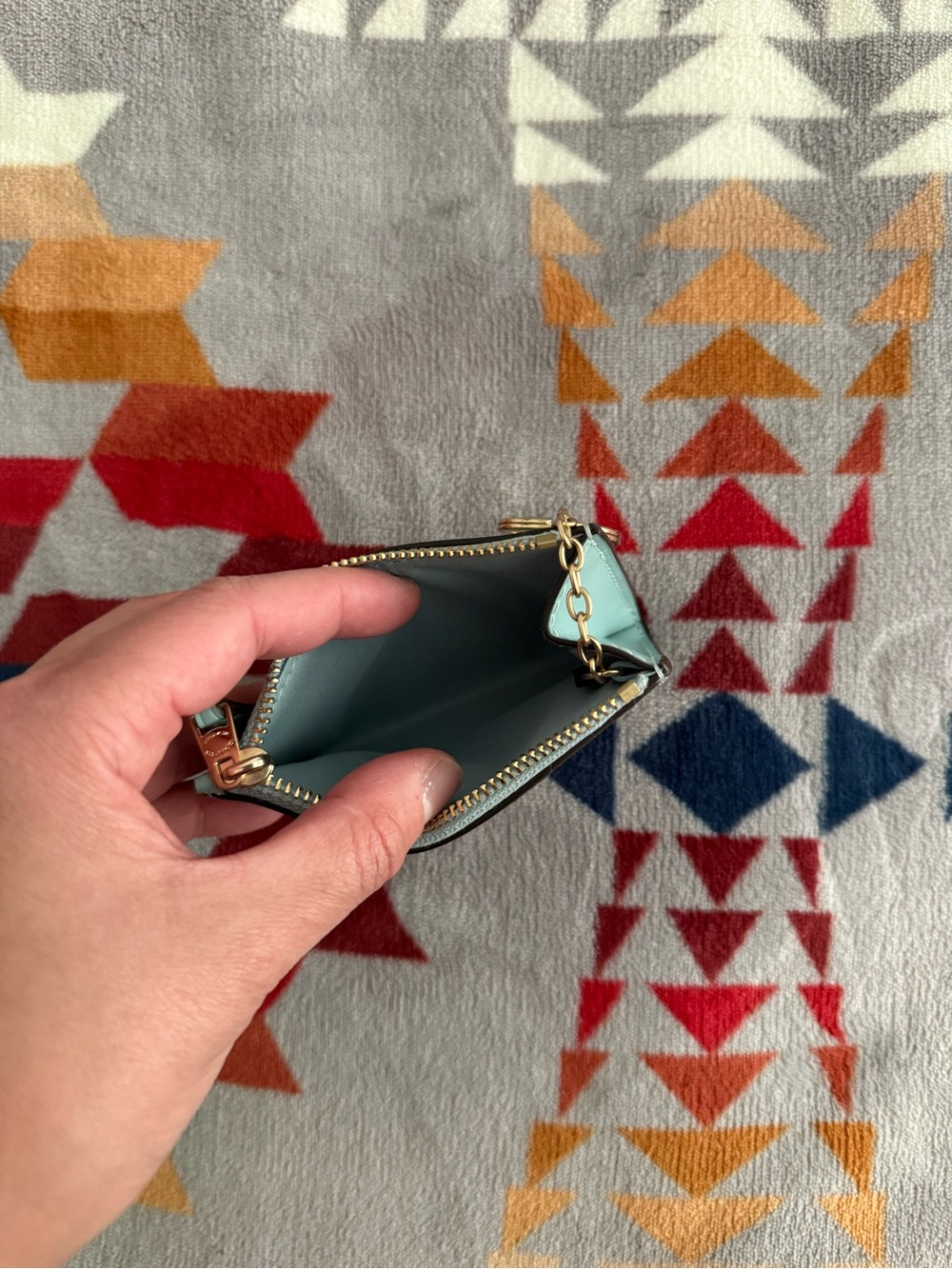 Coach Mint Signature Canvas Card Case Keyring - Picture 3 of 3